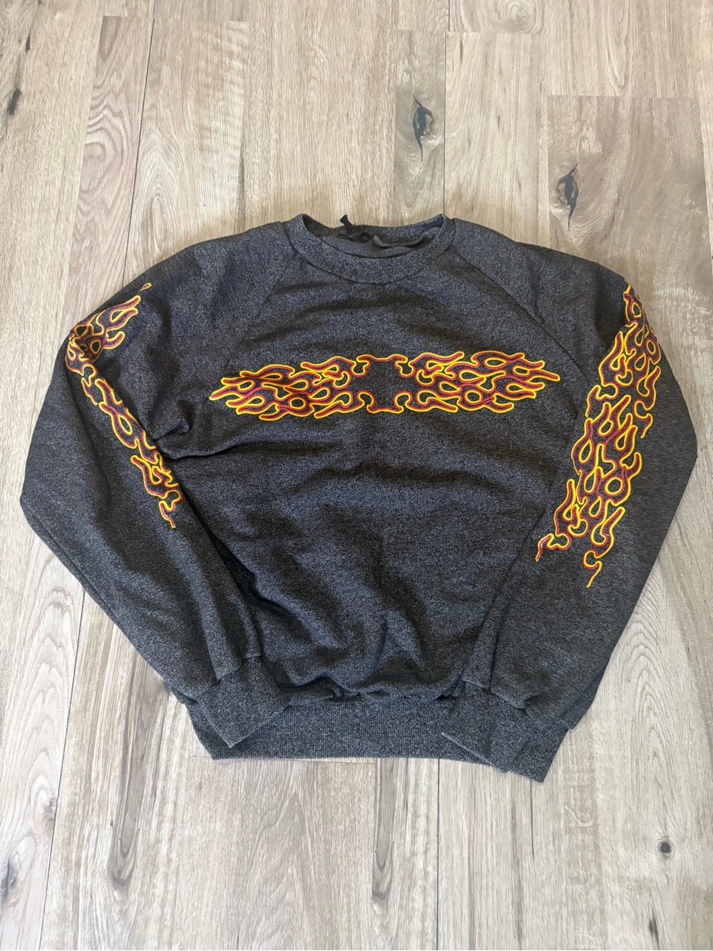 Men's Charcoal Gray Flame Crewneck Sweater